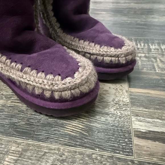 Mou Deep Purple Boots with Grey Stitching - Picture 4 of 7